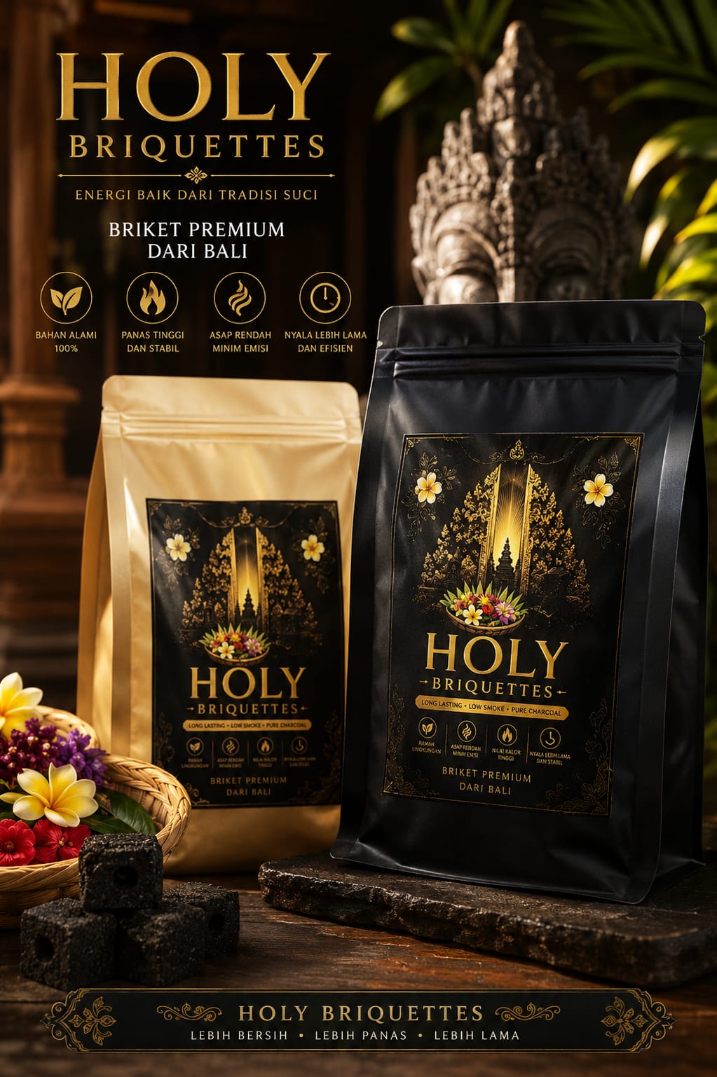 Holy Briquettes premium charcoal packaging